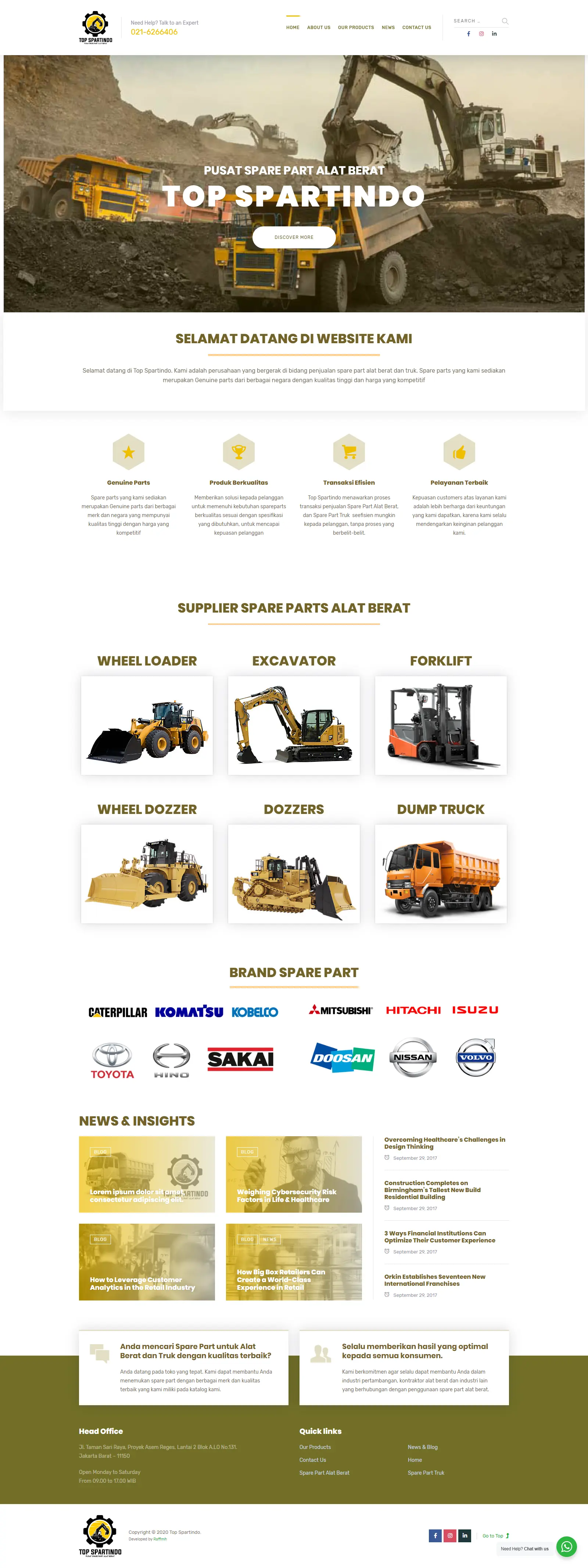 Website Top Spartindo — supplier spare part alat berat